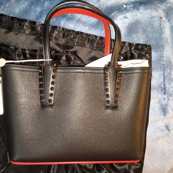 Very Good Christian Louboutin Cabata leather Mini satchel  Black~ MISSING STRAP - Picture 1 of 12